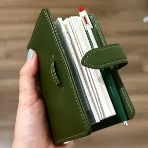 Olive M5 Artificial Leather Loose Leaf Soft Cover Notebook, Ring Bound, Portable Pocket Diary, Durable Thick Pages, Travel Journal (includes 60 Blank Pages)