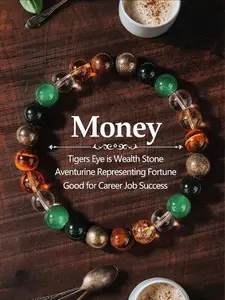 Luxury Natural Stone Pyrite Citrine Tiger's Eye Round Brazaletes Unisex Jewelry, Solstice Gemstone Bracelet for Girlfriend Gift