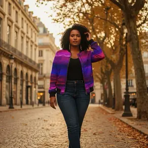 Jackets Coats Casual 100% polyester, custom-made bomber jacket Womenswear Long Sleeve Tops