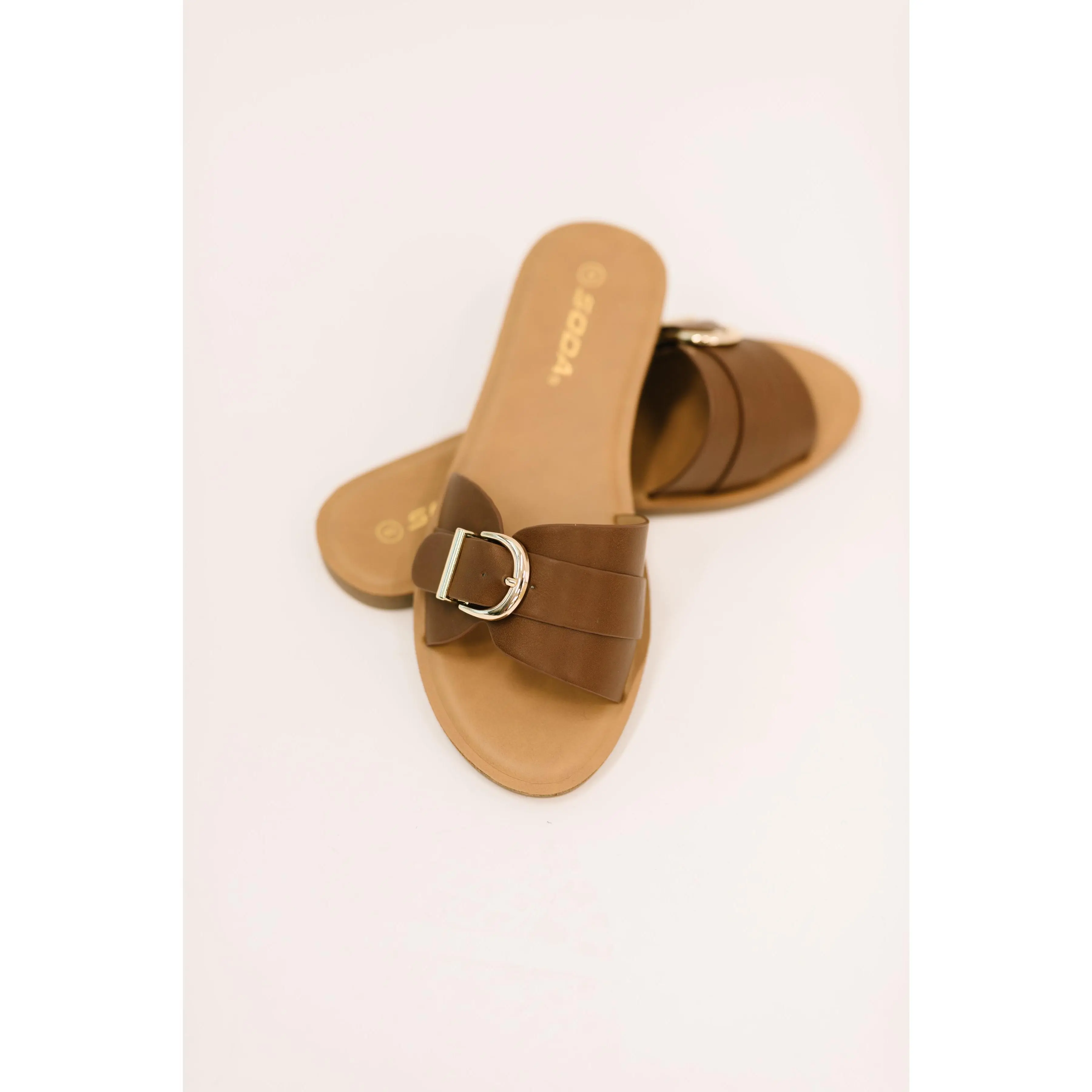 Soda • Siran Dark Tan Slip on Sandals