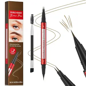 Eyebrow Pen, Eyebrow Pencils for Women, Microblading Eyebrow Pencil with Upgraded Micro-Fork Tip Applicator, Brow Pen for Natural Looking Brows Makeup, Waterproof, Durable & Non Fading (Dark Brown)