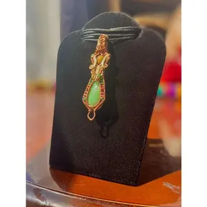 Chrysoprase and Tigers eye with green seed bead pendant
