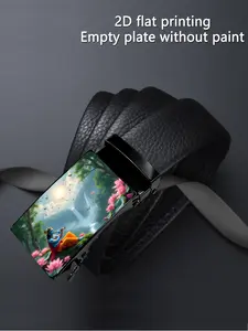 【2D】One piece, artistic design with autumn forest and elegant deer interaction pattern, business casual, automatic buckle men's belt, suitable as a gift for Father's Day and Valentine's Day