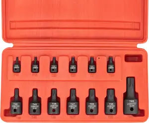 Impact Torx Bit Socket Set, 1/4", 3/8", 1/2" Drive, Cr-Mo, T10-T60, Heavy Duty, Professional Auto & Motorcycle Mechanic Tool