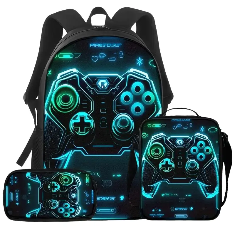 Light Up Gaming Laptop Backpack for Teens, Casual Unisex Youth Daypack with Glowing Controller Print and Padded Straps, Cool Tech Gift, Cool Stuff, All Seasons, Teens Who Love Gaming