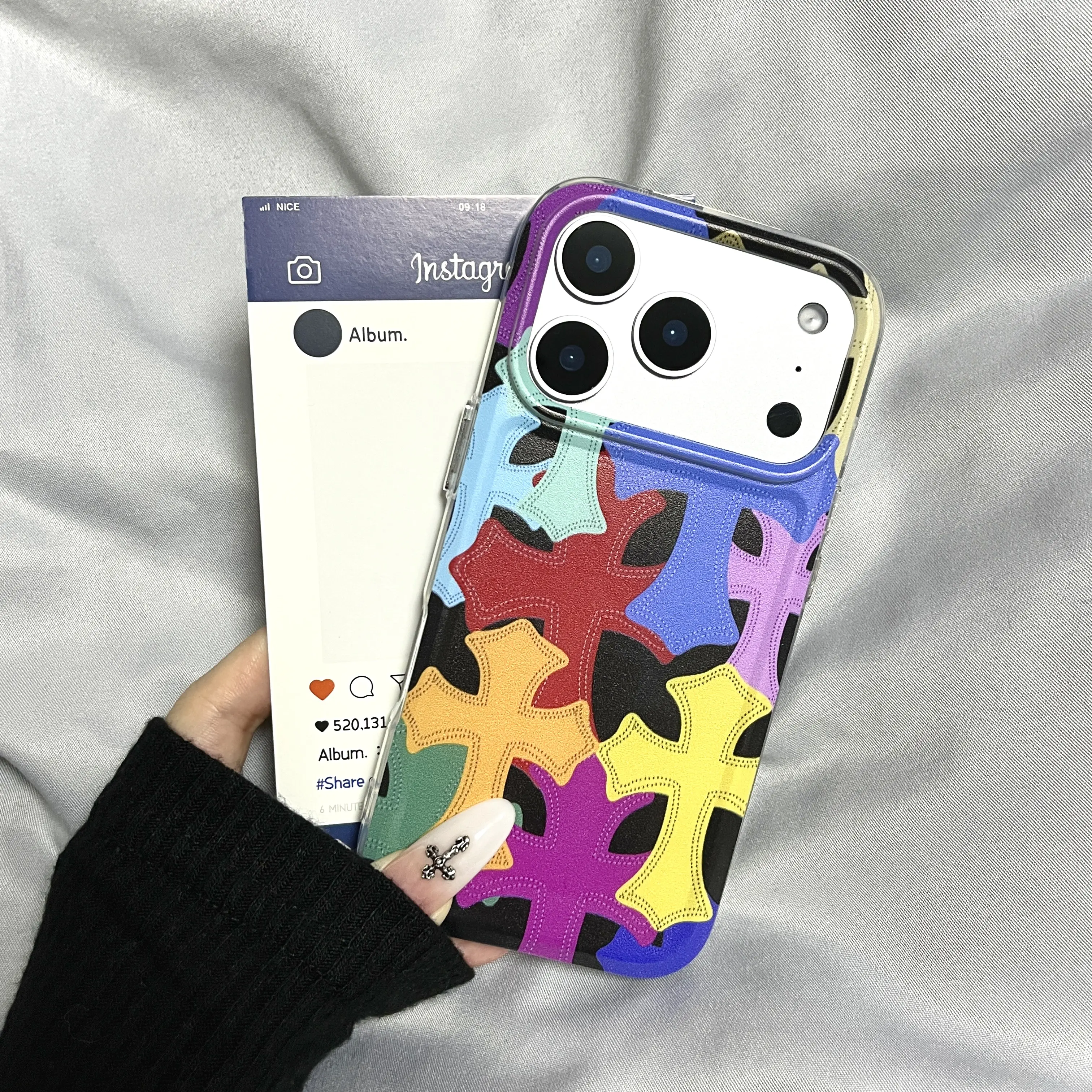 High-End Silicone Cross Phone Case & Cover - Casing Accessories for iPhone 13/14/15/15 Plus/16/16 Pro Max/17 with Full Protection for Men and Women, Smartphone, Handheld