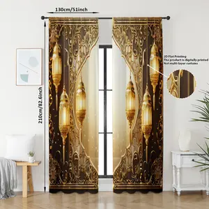 Luxurious Curtains Set, Half-Blackout Dustproof Drapes for Bedroom & Living Room, Retro Style Fabric Window Decorations, Home Decoration Curtain