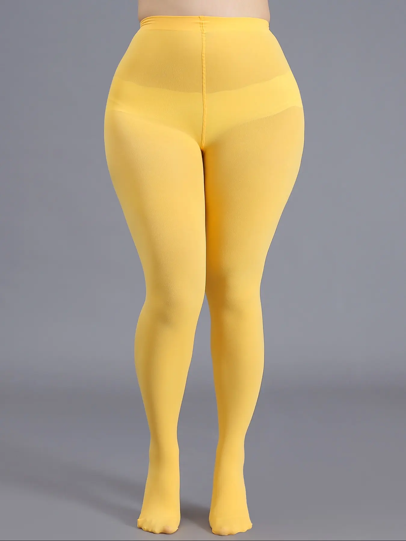 Plus Size High-Waist Yellow Tights! Stretchy, opaque & comfy, perfect for curvy ladies' daily fits or cute outfits 🧦