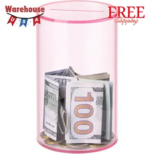 Clear Piggy Bank for Adults Kids Must Break to Open Pink