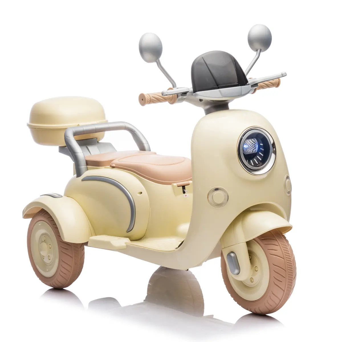 12V Upgraded Kids Electric Ride-On Motorcycle for Girls Outdoor Fun Rides, Dual-Motor 3-Wheel 2-Seater Battery-Powered Toy, LED Headlights, Bluetooth MP3 Player, USB Music, Flip-Back Adult Seat, Portable Hooks, Oversized Trunk, Ages 3-6