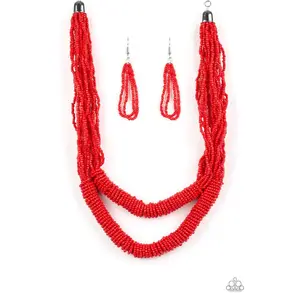 Right as Rainforest Red Seed Bead Necklace