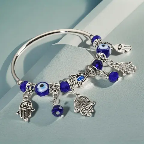 Evil Eye & Hamsa Hand Charm Bracelet, Fashion Jewelry for Party, Daily Decor, Trendy All-match & Exquisite Jewelry for Birthday Gift
