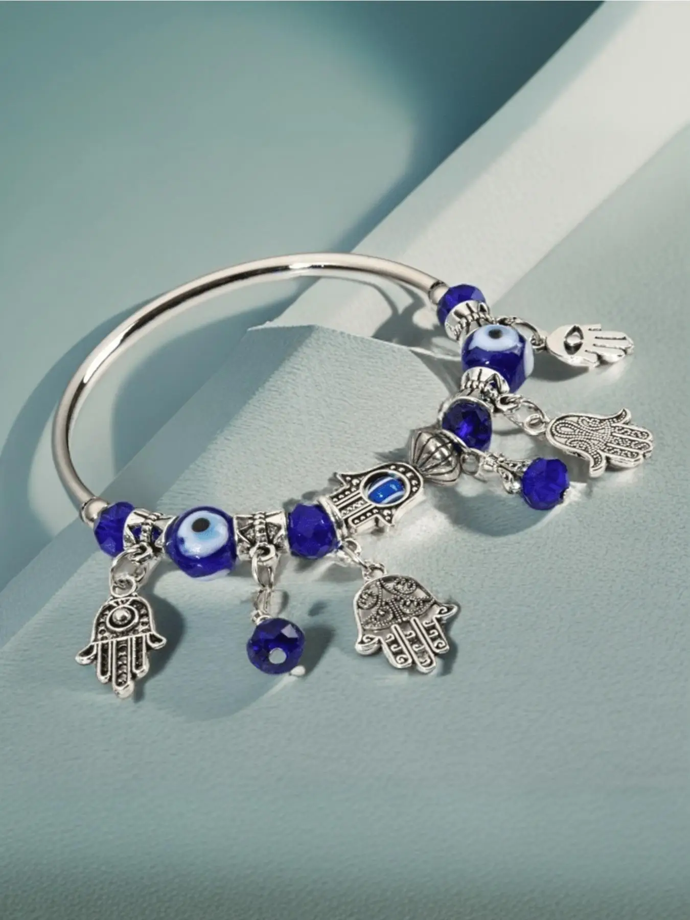 Evil Eye & Hamsa Hand Charm Bracelet, Fashion Jewelry for Party, Daily Decor, Trendy All-match & Exquisite Jewelry for Birthday Gift