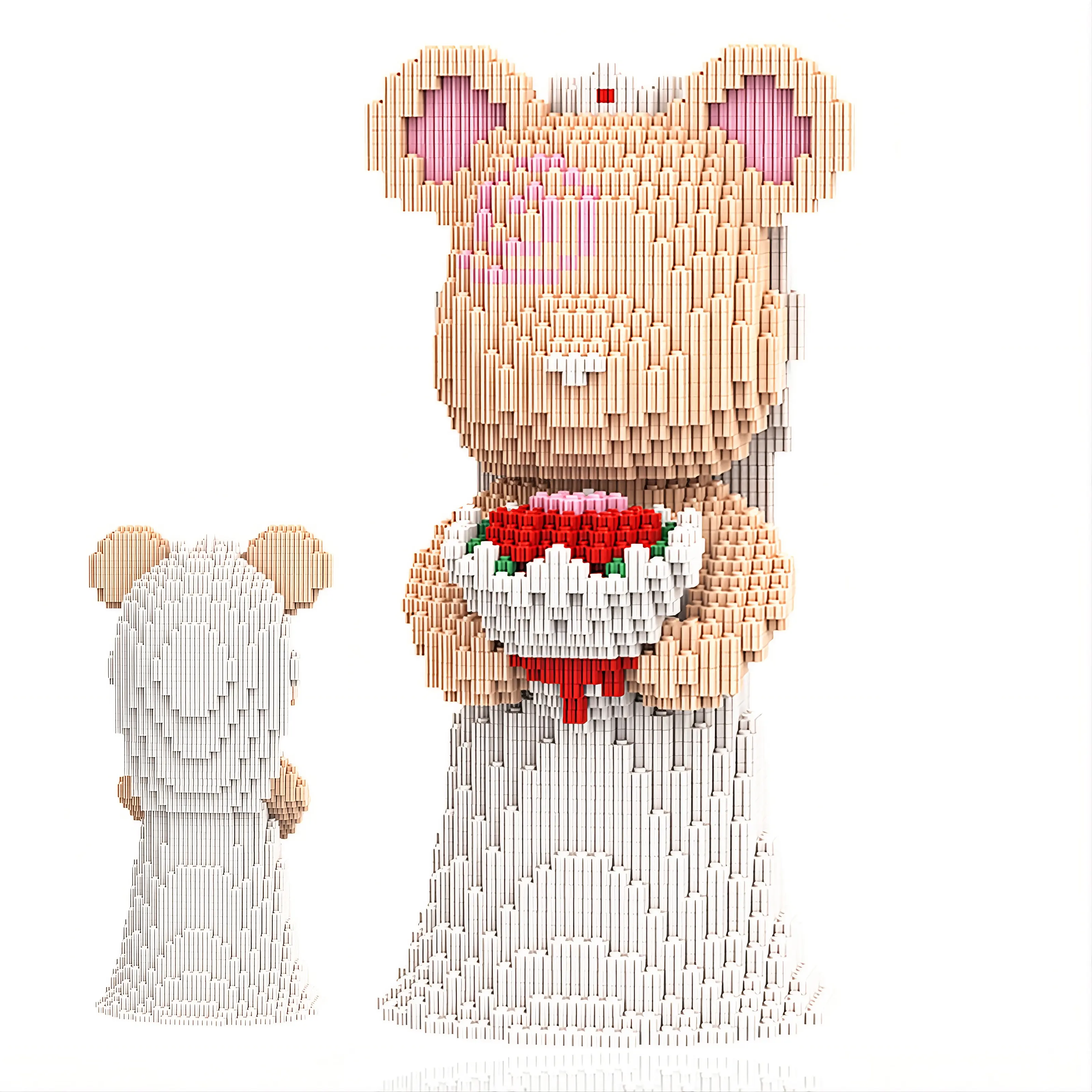 12.6" Bride Teddy Bear Blocks Building Bricks Set - Challenging DIY Micro Blocks for Adults, Collectible Decor for Office & Bookshelf, Screen-Free Stress Relief - Gift Idea, Ages 14+