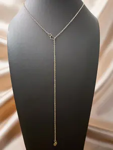 16-18" Adjustable Dainty Gold Over Stainless Steel Dangle Chain Necklace, Gold Heart-Shaped Design with Heart Embellishments, Gold Heart-Shaped Necklaces, Heart Embellishments Necklaces
