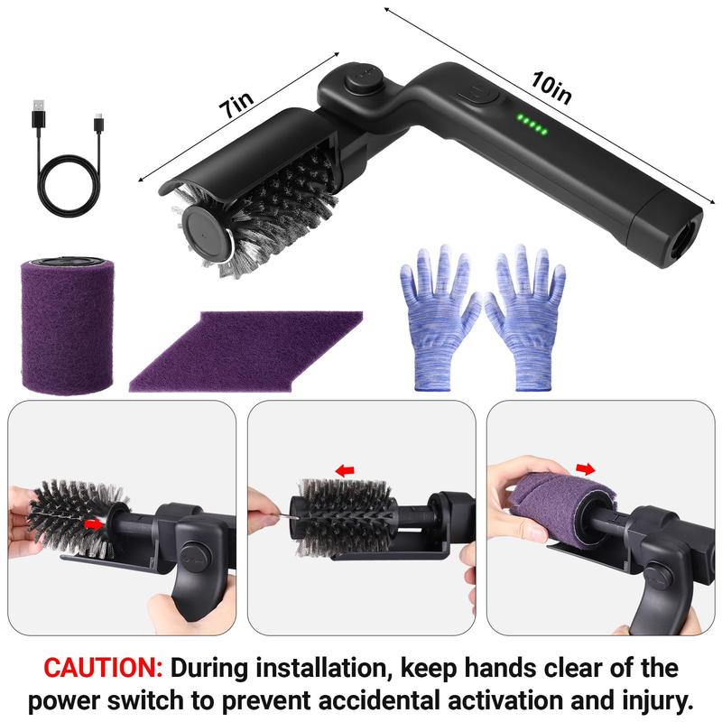 Drayvorx Electric Grill Cleaner Brush - Rechargeable BBQ Cleaner with 400 RPM Motor, Type-C Charging - Stainless Steel Bristles