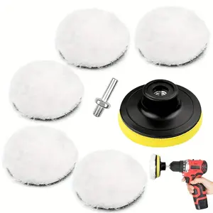 7pcs Set of Car Polishing Pads Designed for Drills - Including 3inch Buffing Pads, Backing Plates and M10 Adapter, Fit for Sanding, Polishing and Waxing Pads,