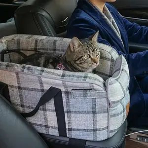 Cozy Pet Car Seat Bed for Cats and Dogs, Soft Plush Cushion Booster Seat, Warm Winter Travel Carrier, Secure Anti-Slip Pet Safety Seat for Car, Comfortable Washable Pet Travel Bed for Small Medium Pets
