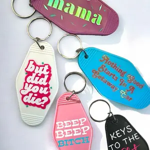 Retro Motel Keychains, Vintage Keychain, Funny Retro KeyChain, Custom Vintage Keychains