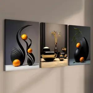 3-count wooden frame canvas, Canvas Wall Art, modern light luxury black and gold texture art poster, abstract art decoration, modern family poster, living room decoration art, suitable for corridor, office, bedroom decoration, waterproof printing