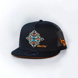 Lost Calf Gem Black Flat Bill Trucker Hat