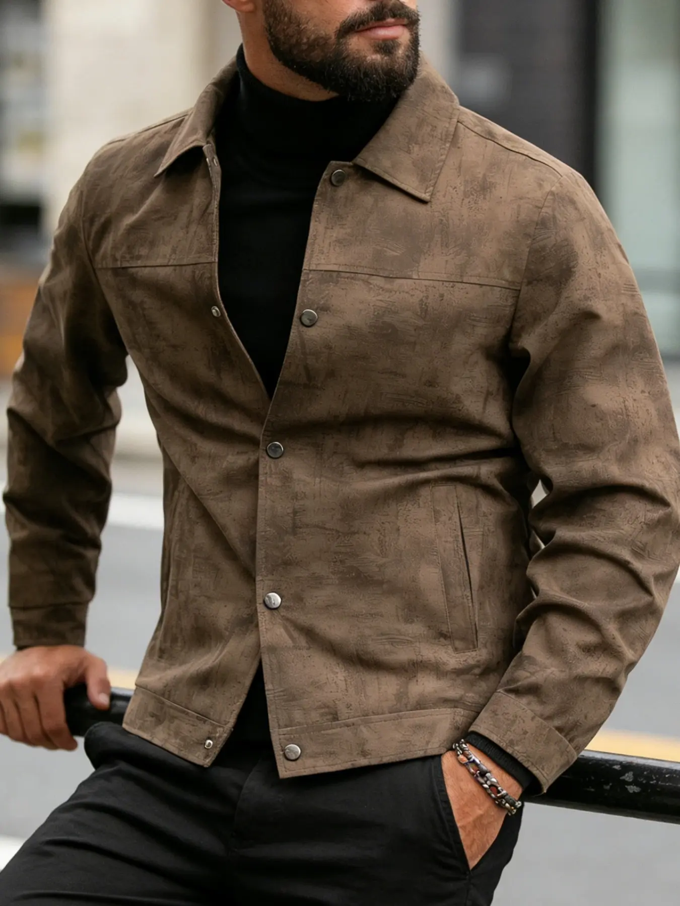 Men's casual Long Sleeve jacket coats, 100% polyester fiber, button front and button closure - lapel design, tie dye distressed jacket, machine washable, easy to maintain fabric, suitable for daily casual and formal wear - Spring and Autumn