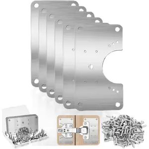 6 Pcs Cabinet Hinge Repair Plate, Hinge Repair Board, Cabinet Hinges Repair Brackets with Screws, Metal Hinges Repair Fixing Plates