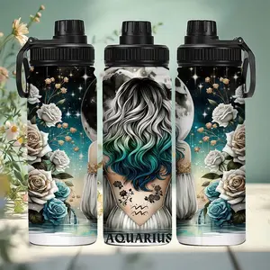 1pc 20oz Twelve Constellation Theme Printed Water Bottle - Dreamy Starry Night Style - Printed Pattern - Gift for Constellation Enthusiasts - Suitable for Both Indoor and Outdoor Commuting Use