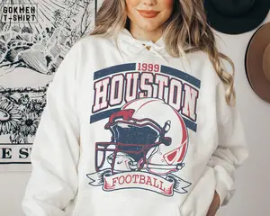 Vintage 90s Retro Style Houston Texans Football Hoodie, 90s Retro Style Sweatshirt Crewneck Hoodie, Vintage Style Houston Texans Fan