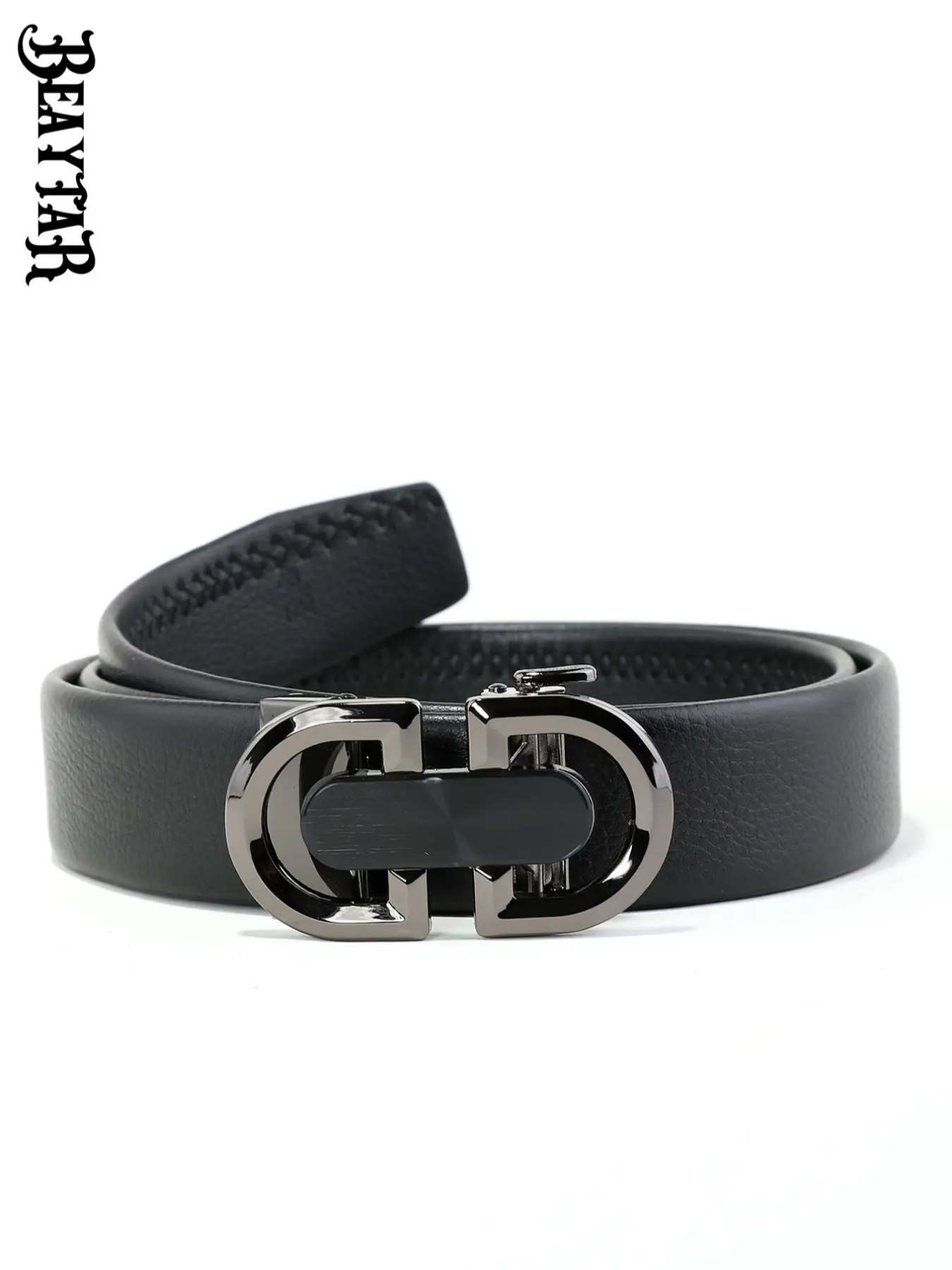 New Men's Business Casual Belt with Buckle, Simple Design, Plain Pattern, Automatic Buckle Leather Waistband, Stylish Pant Strap, Essential Accessory, Casual Modern Waistband