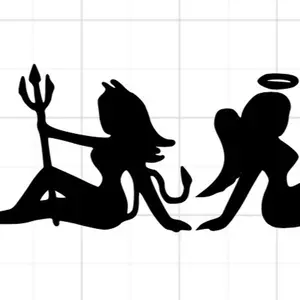 Devil angel girls Decals Durable Weather Resistant Stickers for Windshield Windows Vehicles Walls Easy Application Personalize Any Surface