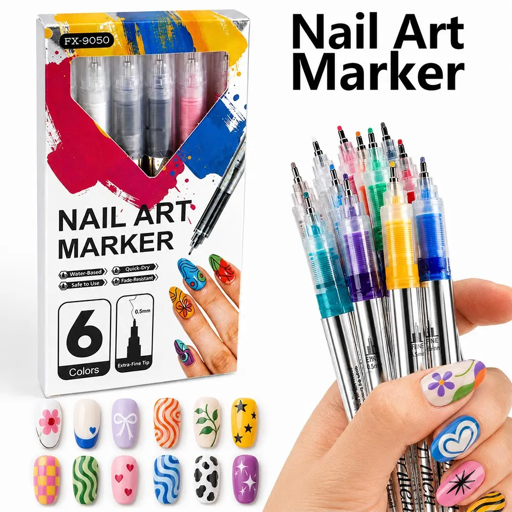6/12/24 Pcs Nail Art Marker Set, 0.5mm Tip, Creative Graffiti Painting, Waterproof Fade-Resistant, DIY Artistic Outline Pen Supplies