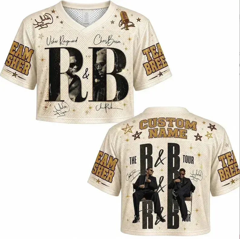 R&B Tour Inspired Glitter Bling Croptop Mesh Jersey, Rhinestone Style Baseball Jersey, Music Concert Fan Shirt, Hip Hop Streetwear, Unisex Oversized Festival Jersey Gift