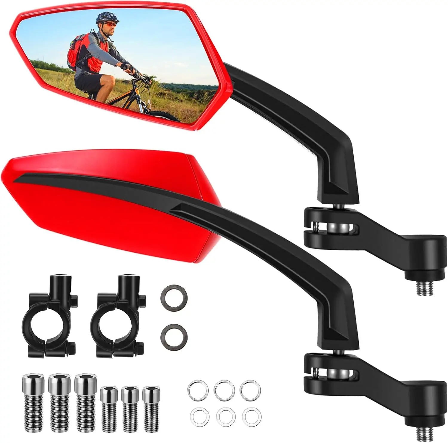 1 Pair Handlebar  Mirror Electric 360 Rotatable and Adjustable Safety Rear View Bicycle Mirrors Glass Lens Bicycle Universal Fit Accessories