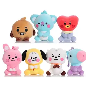 12-24cm B-T Cartoons Baby Pendant Plush keychain Toys Bangtan Boy Groups Peluches Cartoon Backpack Decoration Dolls Kid Gifts