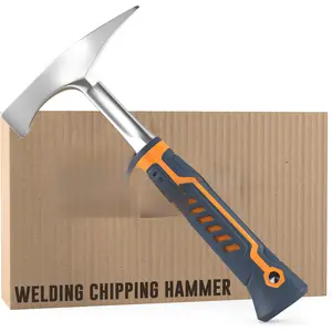 14oz Head Weight Welding Chipping Hammer - Professional Slag Hammer for Welders - Forged Steel Impact Tool for Metal Work - Welding Hammer