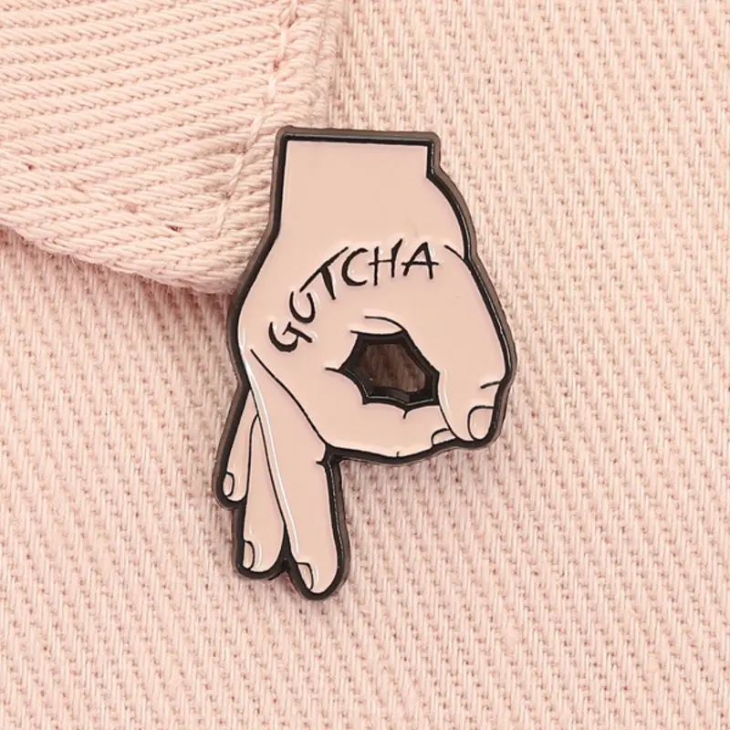 Gotcha Hand OK Gesture Enamel Pin Funny Punk Alloy Alloy Brooch Brooch Pin Clip Lapel Backpack Badge Fashion Jewelry Accessories Gift for Friends Durable Metal Pins