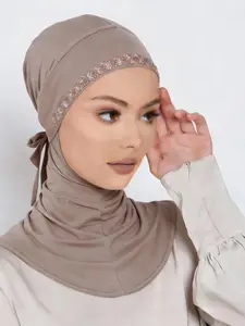 Women's Classic Plain Tie Lazy Headscarf Hijab, Soft Fabric Comfortable Wear Jersey Hijabs for Various Occasions, Ramadan Fashion, Turban Hijab