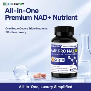 HIILEATHY NAD+ Pro Max | Natural Antioxidant Nutrient Supplement | 300mg Gentle Formula with NAD+, CoQ10, Resveratrol & Fresh Botanical Mix