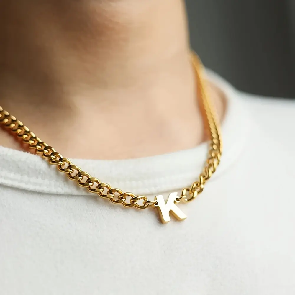 Men'S Minimalist Initial Pendant Necklace English Initials Ideal Gift for Him Birthday Father'S Day Graduation Season Gift