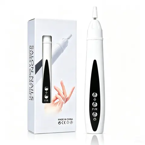 Handheld Cordless Lightweight Smooth Drill Pen - 5-Speed USB-Rechargeable Electric Pedicure Tool for Nail Care, Refine Damaged Discolored Nail Surfaces, Nail Surface Polishing, with Rotation Switch, UV Light, 5 Grinding Bits