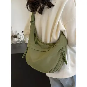 Nylon Crescent Crossbody Bag for Women Men Lightweight Waterproof  Shoulder Tote Multi-pocket Travel Purse Corduroy Retro Slouchy Dumpling Bag Matching Shoulder Bag