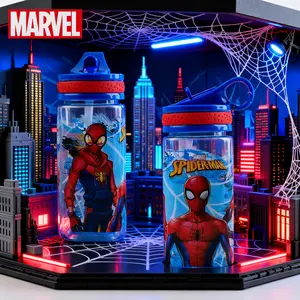 Marvel SpiderMan Officially Licensed Straw Lid Cup SpillProof Tumbler Lightweight Unbreakable Cup Collectible Design Travel Cup Cute Party Drinkware Dishwasher Supplies Kitchen Essentials 1Pc