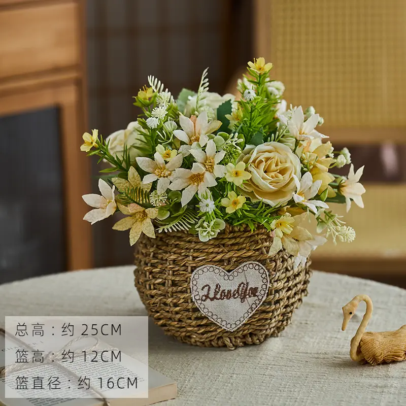 Yellow Daisy Round Basket Flower Basket