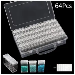 60 Grids Diamond Painting Storage Box, Crystal Diamond Sorting Case, Modern Simple 64 Compartment Organizer, Multi-use Container for Diamond Art, Jewelry, Manicure and Small Parts, DIY Craft Sub-diamond Storage Tools