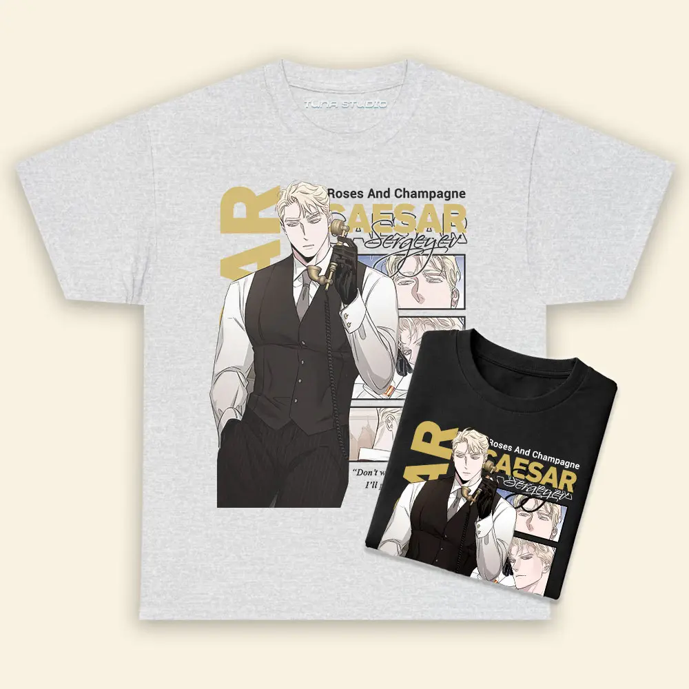Roses and Champagne Caesar Manhwa Shirt, Korean BL Comic Novels Graphic Print T-shirt Sweatshirt Hoodie Gift For Fan Fabric Top