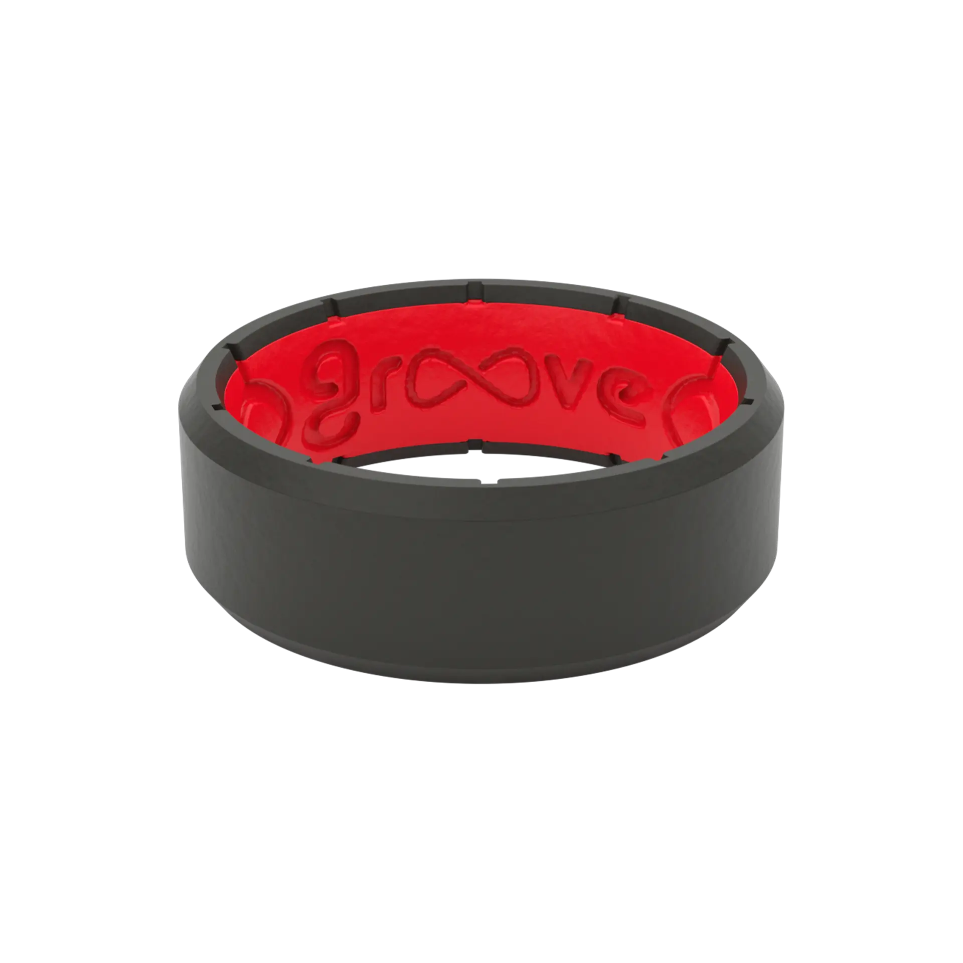 Groove Ring – Black and Red Silicone Wedding Band for Men, Active Lifestyle Ring – Edge Black and Red Groove Ring – Black and Red Silicone Wedding Band for Men, Active Lifestyle Ring – Edge Black and Red