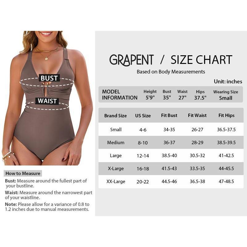 GRAPENT One Piece Swimsuit Women Ruched Sexy Plunge U Hook Bathing Suit Swimwear 2026 Swimming Beach Vacation Outfit