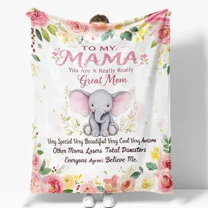 Mom Gifts from Daughters Son Rose Floral Blanket, Birthday Valentines Christmas Mothers Day White Elephant Presents for Mama from Dad, Soft Flannel Pink Red Roses Flower Throw Decor Couch Sofa