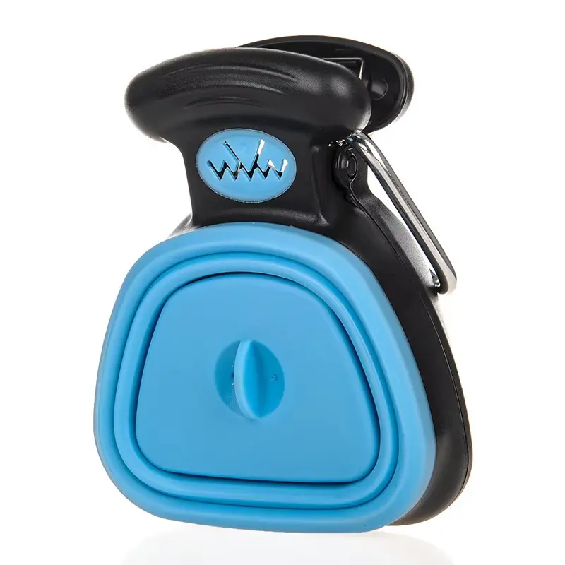 Portable Foldable Dog Pooper Scooper with Built-in Bag Dispenser Carabiner Clip Silicone Waste Cleaner for All Size Dogs